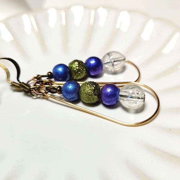 Boho Earrings 358#FS NEW Teardrop glass earrings Antique.BronzeHooks Handmade - Picture 2 of 5